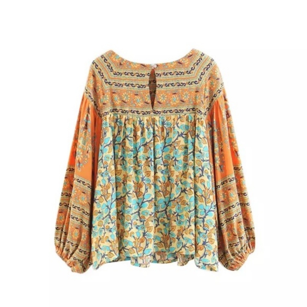 5⭐️ FAV BESTSELLER NEW BOHO DELIRIUM YELLOW PEASANT BLOUSE TOP SHIRT - Picture 4 of 7